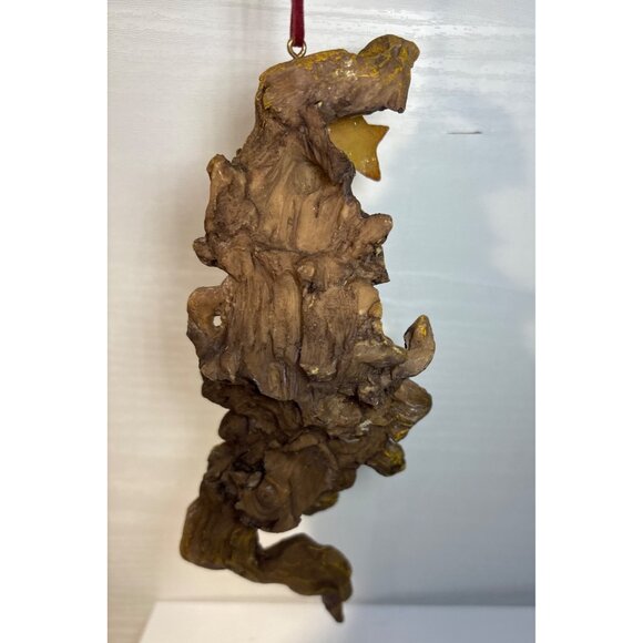 Old Man Tree Face Santa Ornament With Star & Holly Accents For Holiday Decor 8" - Picture 4 of 9